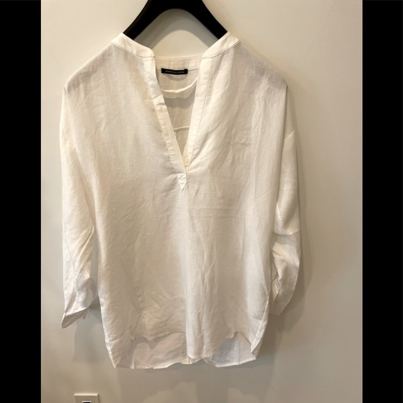 2022 spring Marissa Webb pax linen henley tunic Dress with obi belt in linen - Picture 5 of 14